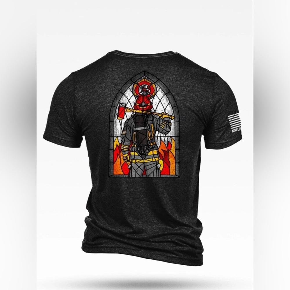 Line Nine Apparel Fireman Tshirt Stain glass Large
